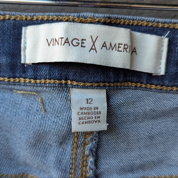 NWT Vintage America Medium Wash Stretch Denim Boot Cut Blue Jeans Size 12 - Picture 6 of 9